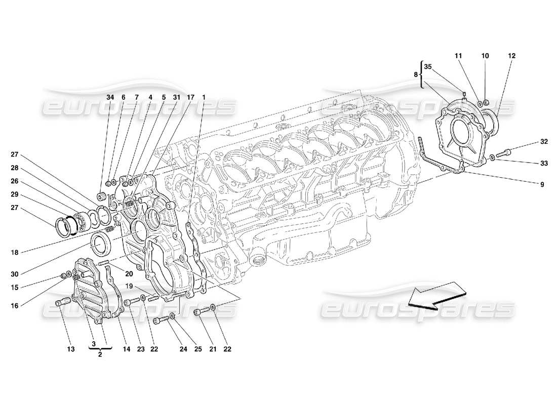 Ferrari 456 M GT/M GTA Cárter - Tapas Diagrama de piezas