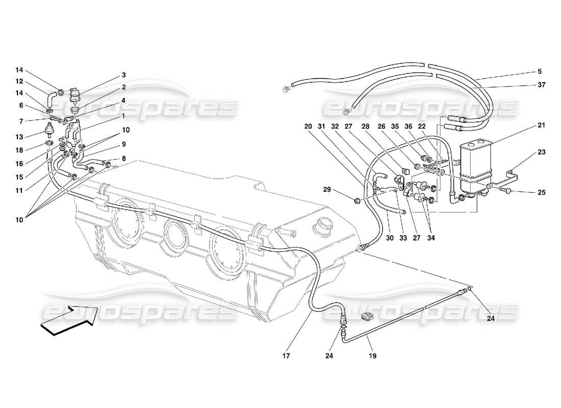 Ferrari 456 M GT/M GTA Dispositivo antievaporación: no para EE. UU., CDN y AUS Diagrama de piezas