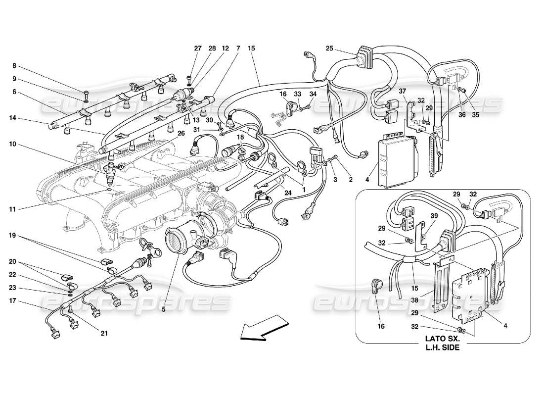 Ferrari 456 M GT/M GTA Dispositivo de inyección Diagrama de piezas