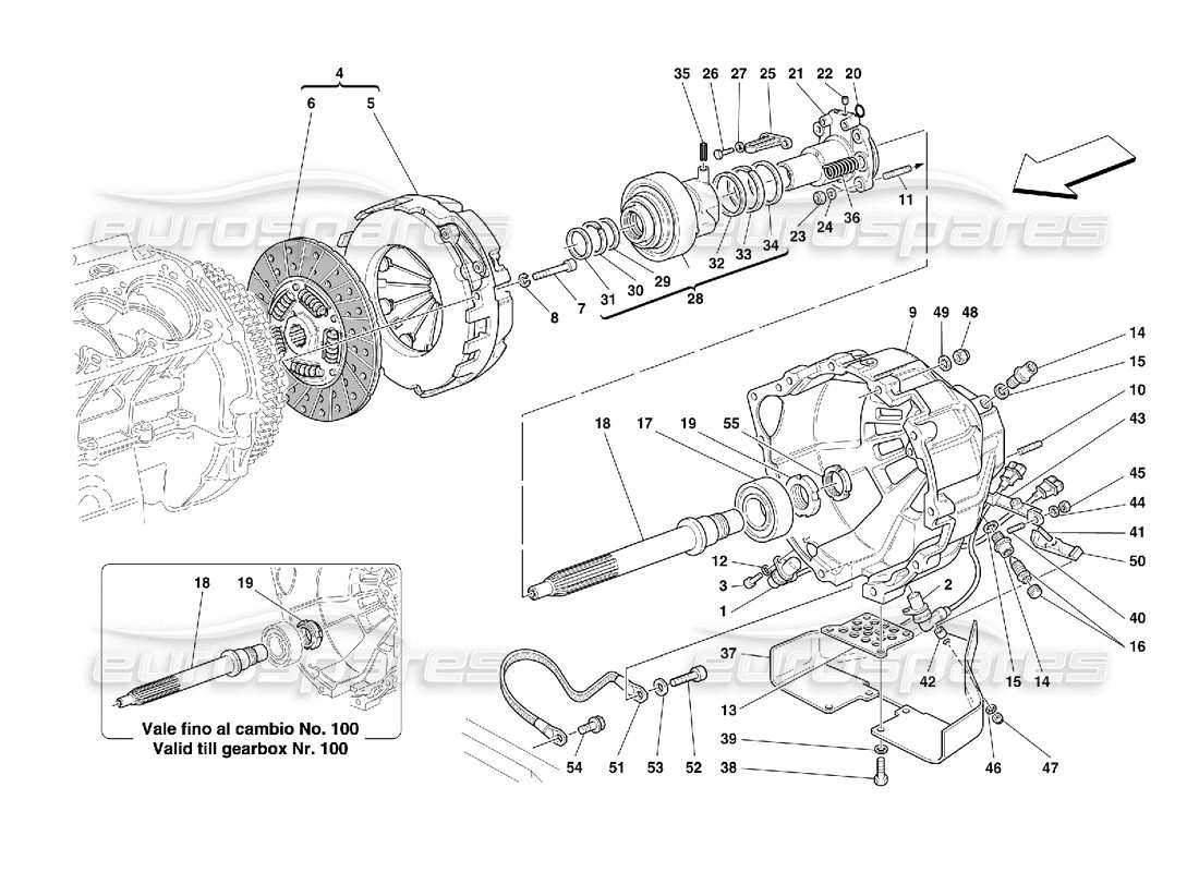 Ferrari 456 M GT/M GTA Embrague - Controles -No para 456M GTA Diagrama de piezas