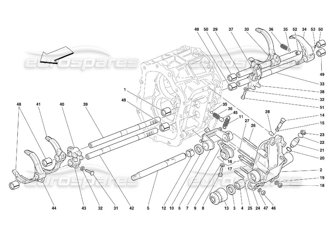 Ferrari 456 M GT/M GTA Controles internos de la caja de cambios: no para 456M GTA Diagrama de piezas