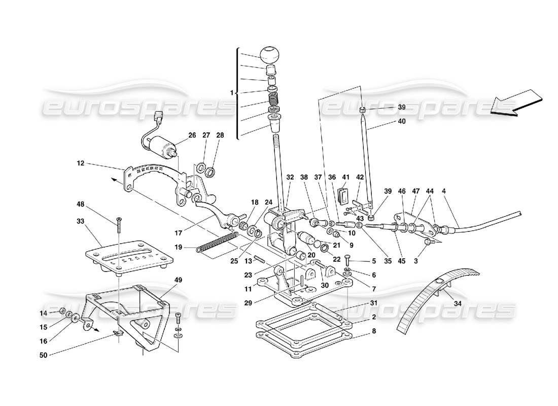 Ferrari 456 M GT/M GTA Controles externos de la caja de cambios: válido para 456M GTA Diagrama de piezas