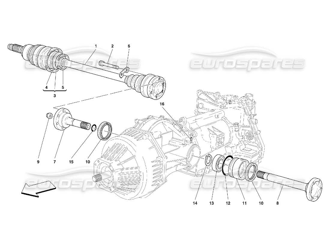 Ferrari 456 M GT/M GTA Flanges and Axle Shaft -Valid for 456M GTA Diagrama de piezas