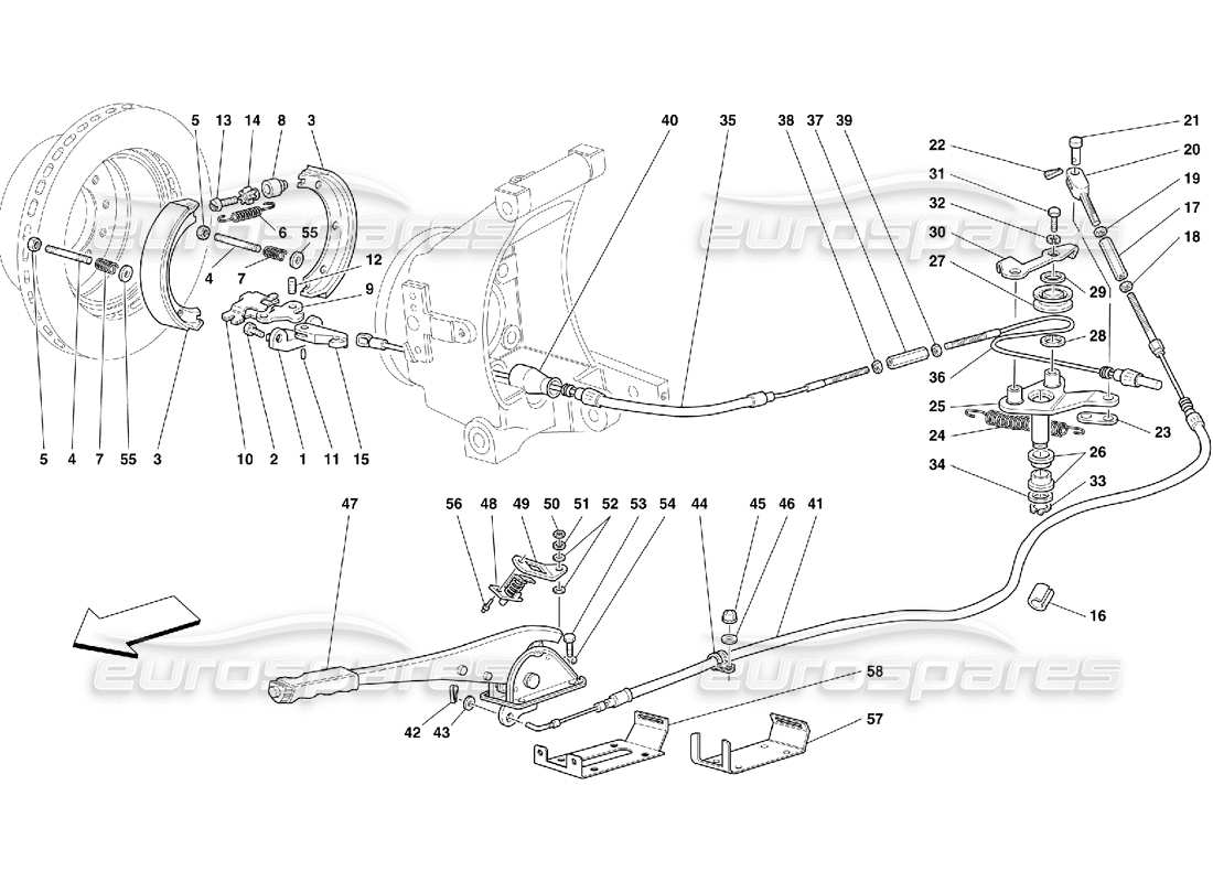 Ferrari 456 M GT/M GTA Control del freno de mano: no para 456M GTA Diagrama de piezas