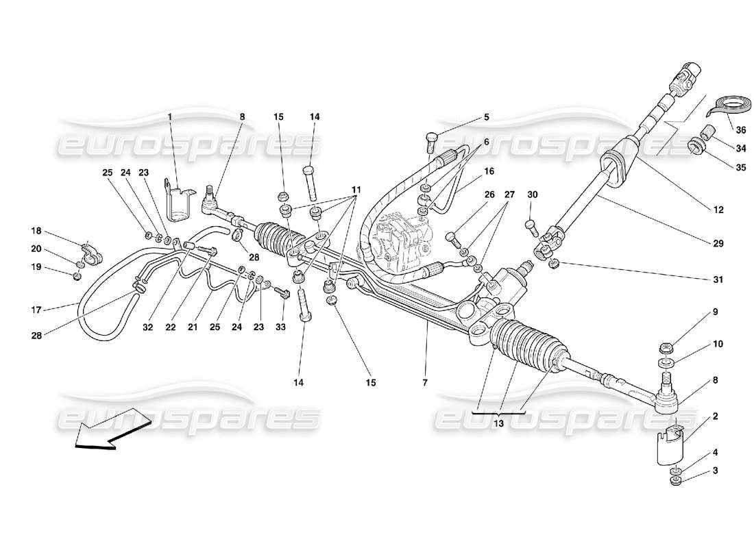 Ferrari 456 M GT/M GTA Caja de dirección hidráulica y serpentina - No para GD Diagrama de piezas