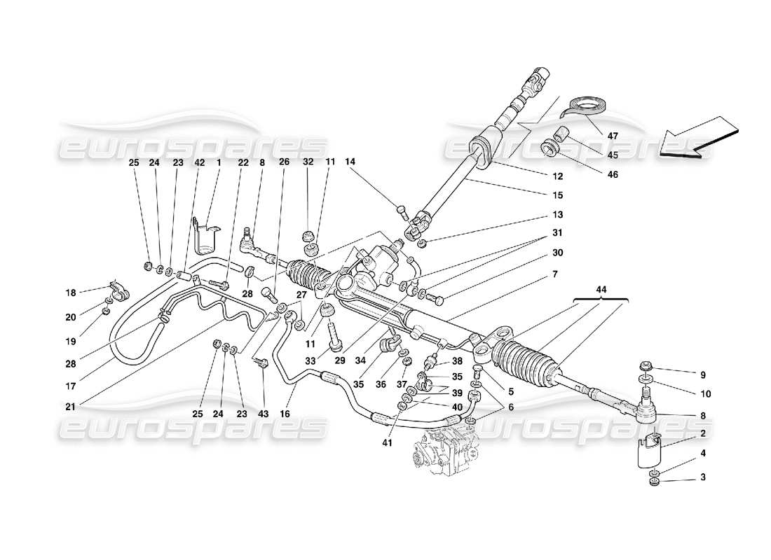 Ferrari 456 M GT/M GTA Hydraulic Steering Box and Serpentine -Valid for GD Diagrama de piezas