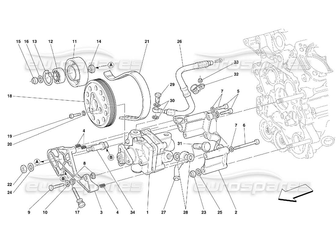 Ferrari 456 M GT/M GTA Bombas de dirección hidráulica Diagrama de piezas