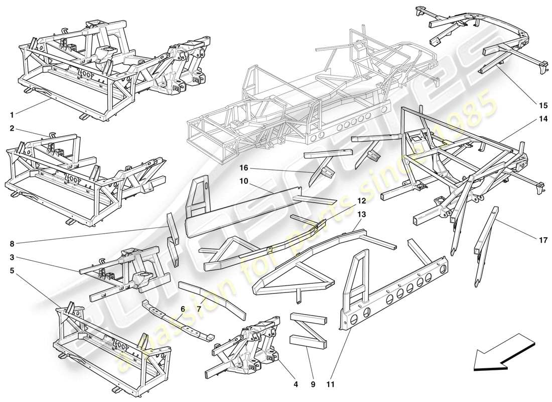 Ferrari 456 M GT/M GTA Marco y estructuras Diagrama de piezas