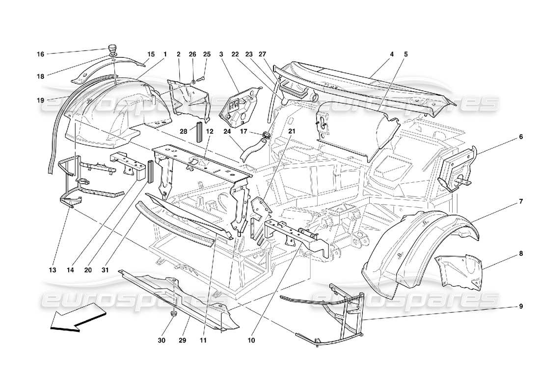 Ferrari 456 M GT/M GTA Estructuras y componentes frontales Diagrama de piezas