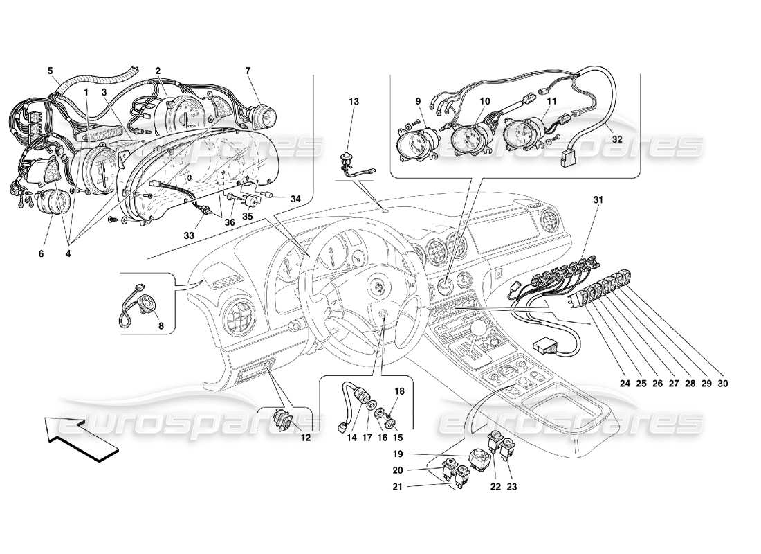 Ferrari 456 M GT/M GTA Instruments Diagrama de piezas
