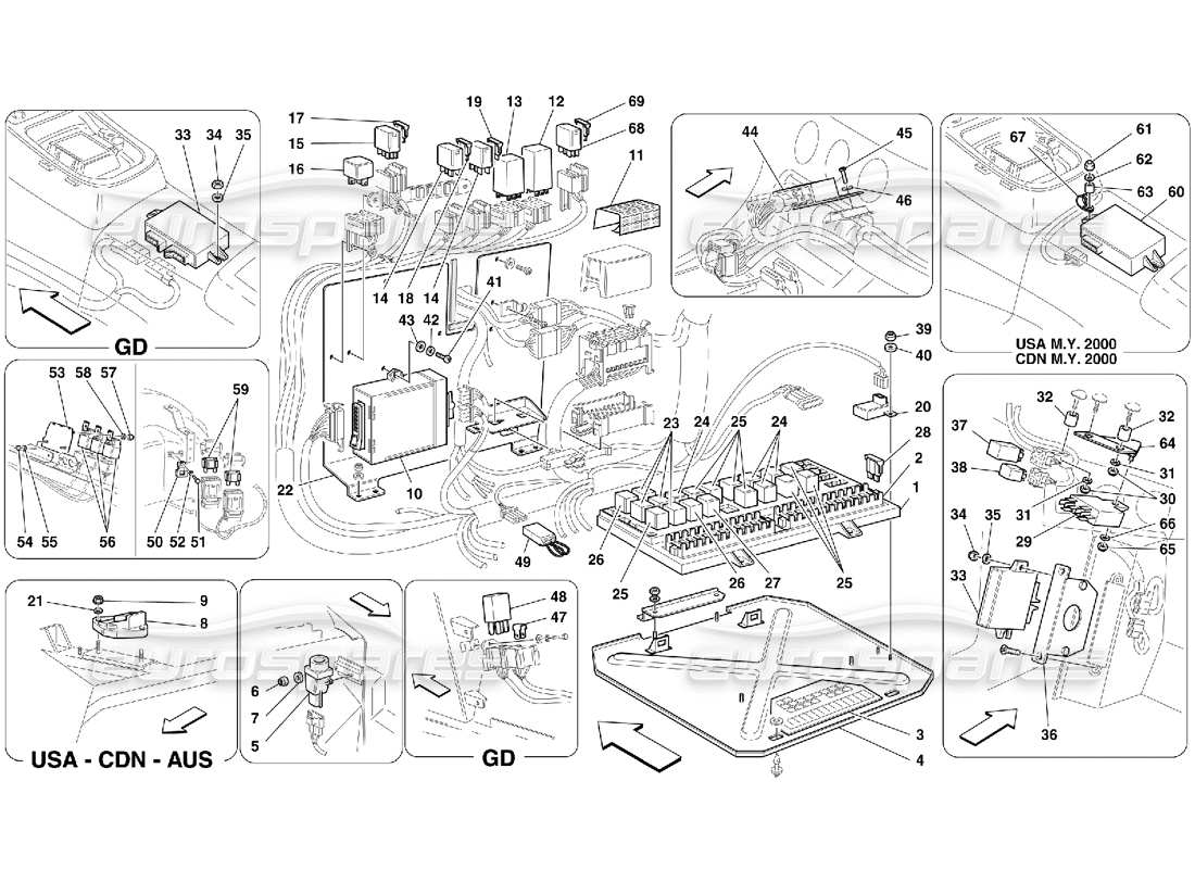 Ferrari 456 M GT/M GTA Tableros Eléctricos Diagrama de piezas