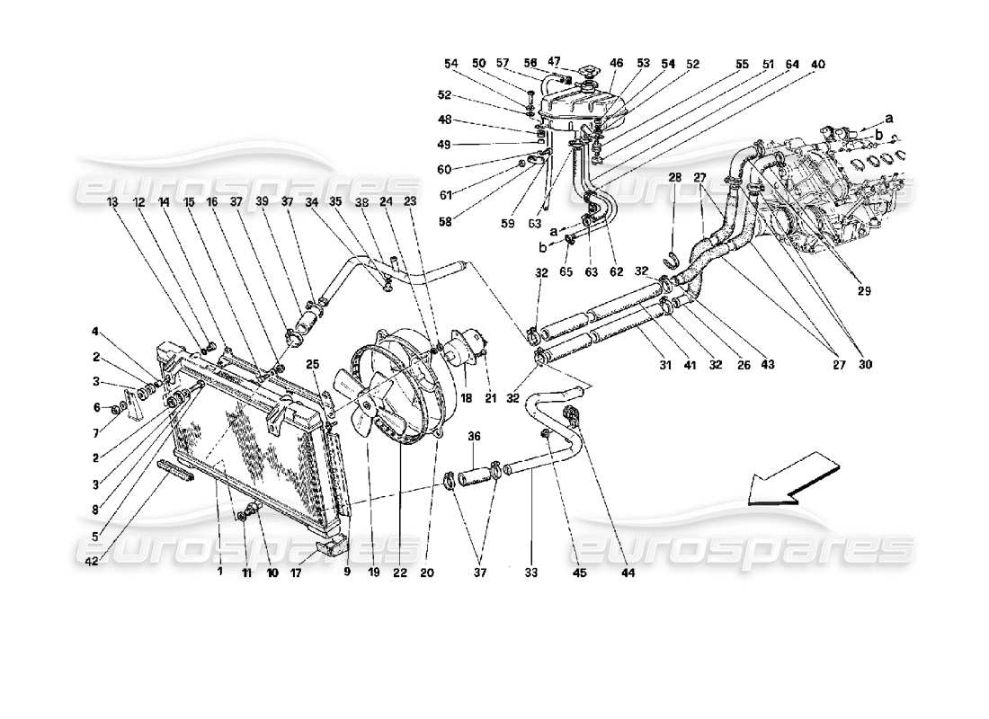 Ferrari Mondial 3.4 t Coupe/Cabrio SISTEMA DE REFRIGERACIÓN Diagrama de piezas
