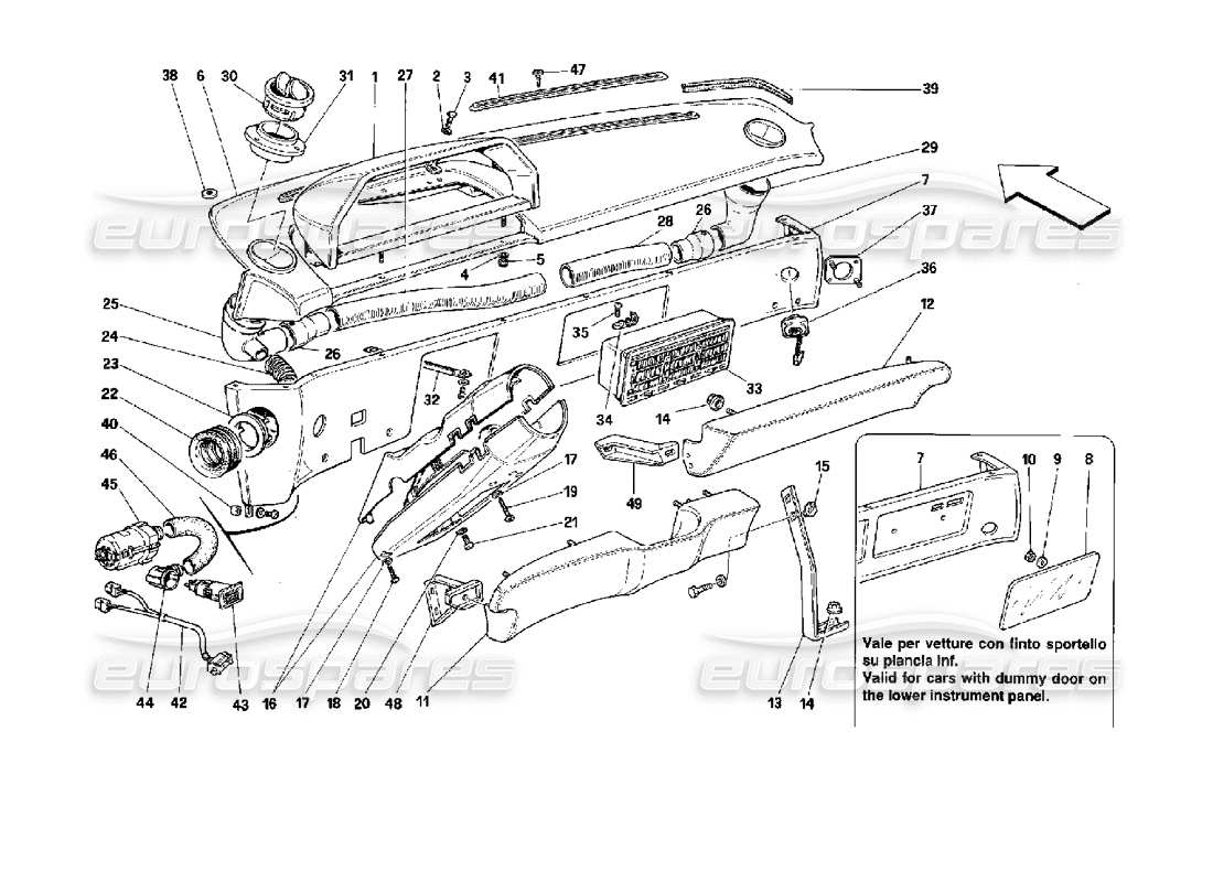 Ferrari Mondial 3.4 t Coupe/Cabrio Panel Diagrama de piezas