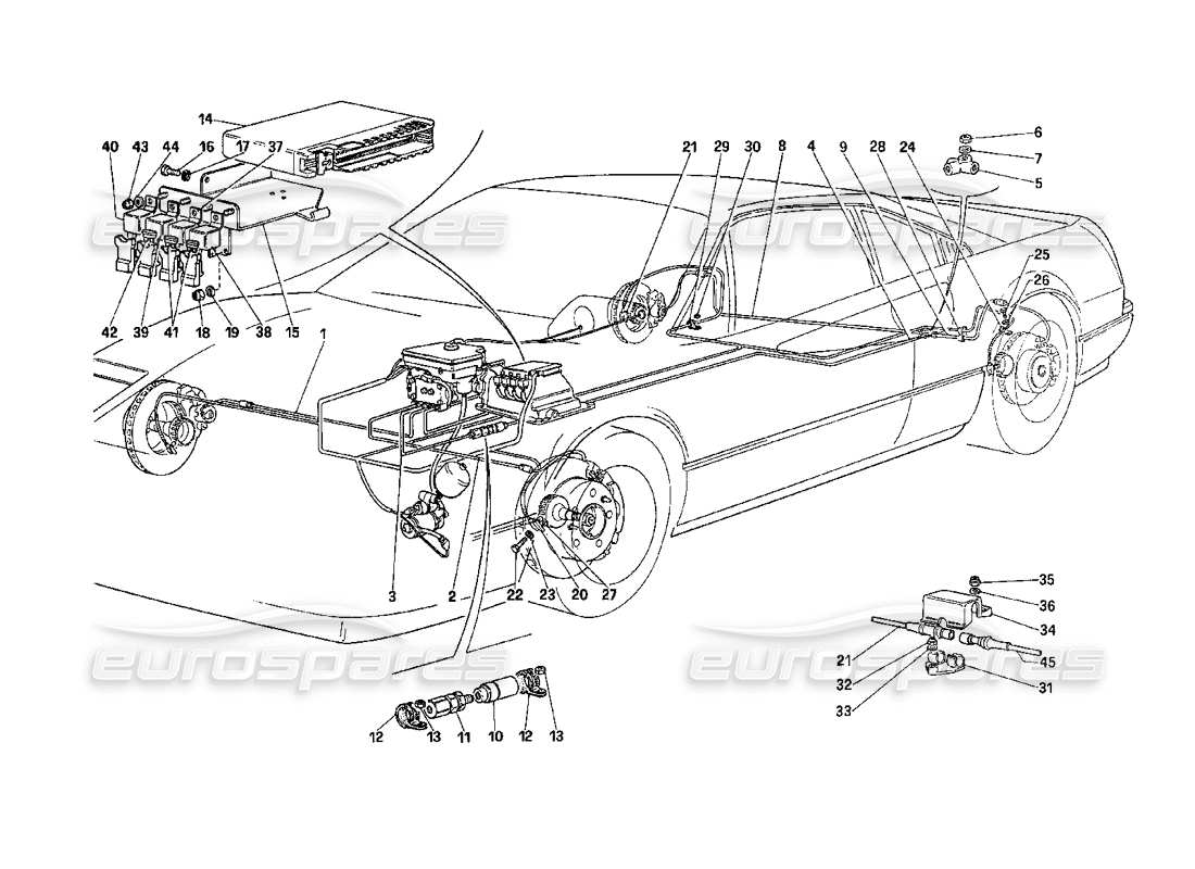 Ferrari 208 Turbo (1989) Sistema antideslizante Diagrama de piezas