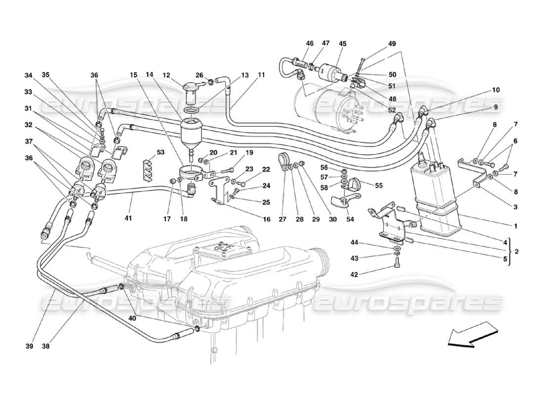 Ferrari 360 Challenge Stradale Dispositivo antievaporación Diagrama de piezas