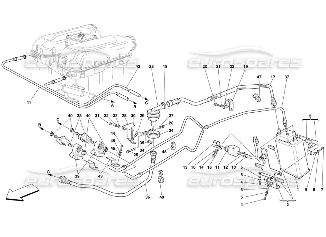 Ferrari 360 Challenge Stradale Dispositivo antievaporación Diagrama de piezas