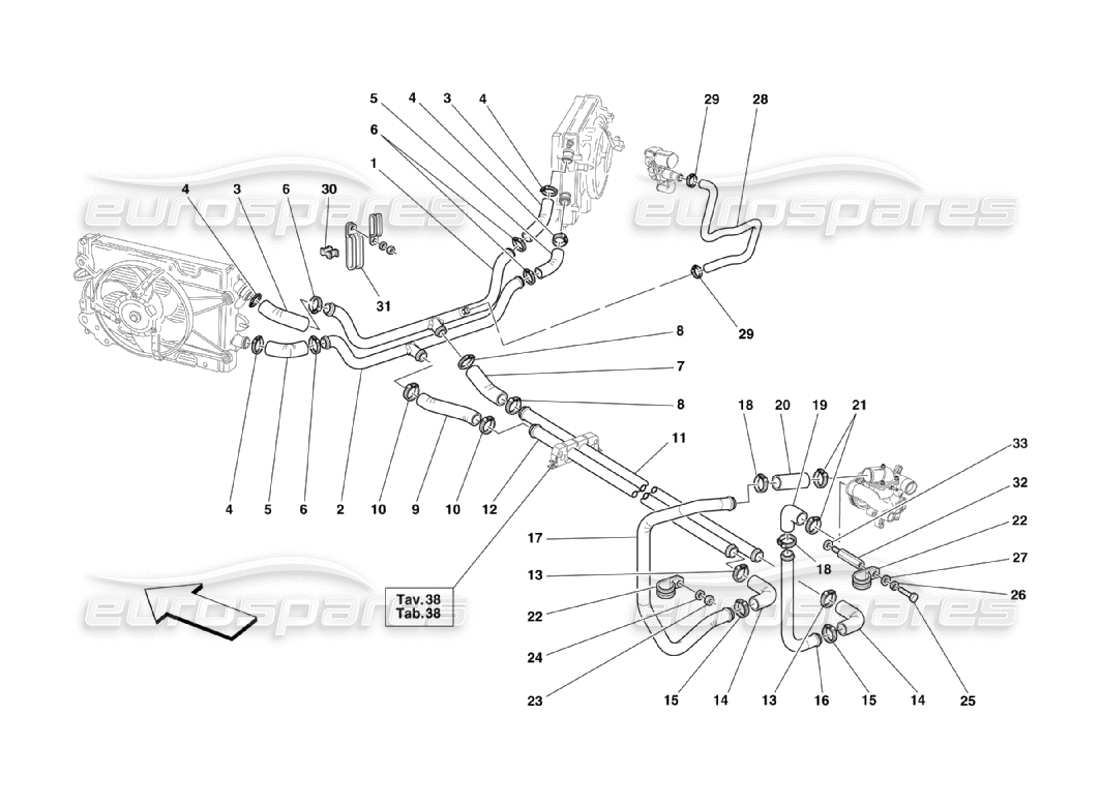 Ferrari 360 Challenge Stradale SISTEMA DE REFRIGERACIÓN Diagrama de piezas