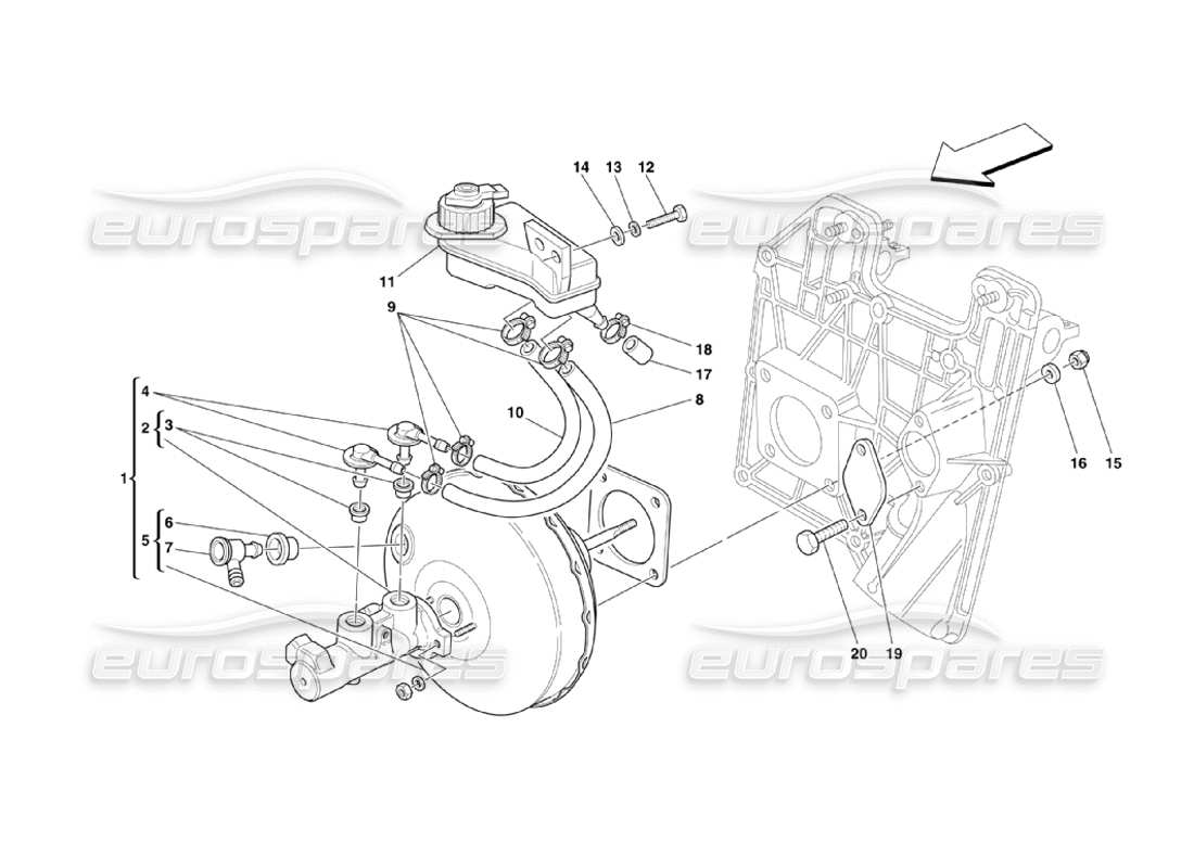 Ferrari 360 Challenge Stradale Control hidráulico de frenos Diagrama de piezas