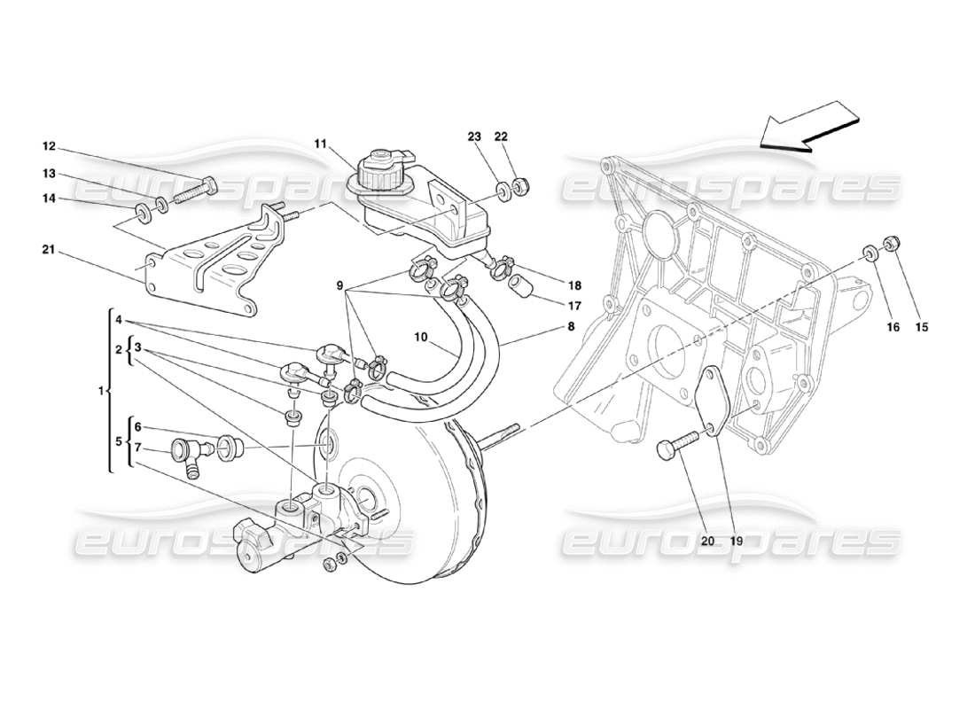 Ferrari 360 Challenge Stradale Control hidráulico de frenos Diagrama de piezas