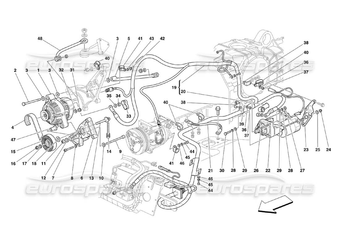 Ferrari 360 Challenge Stradale Generador de corriente - Motor de arranque Diagrama de piezas