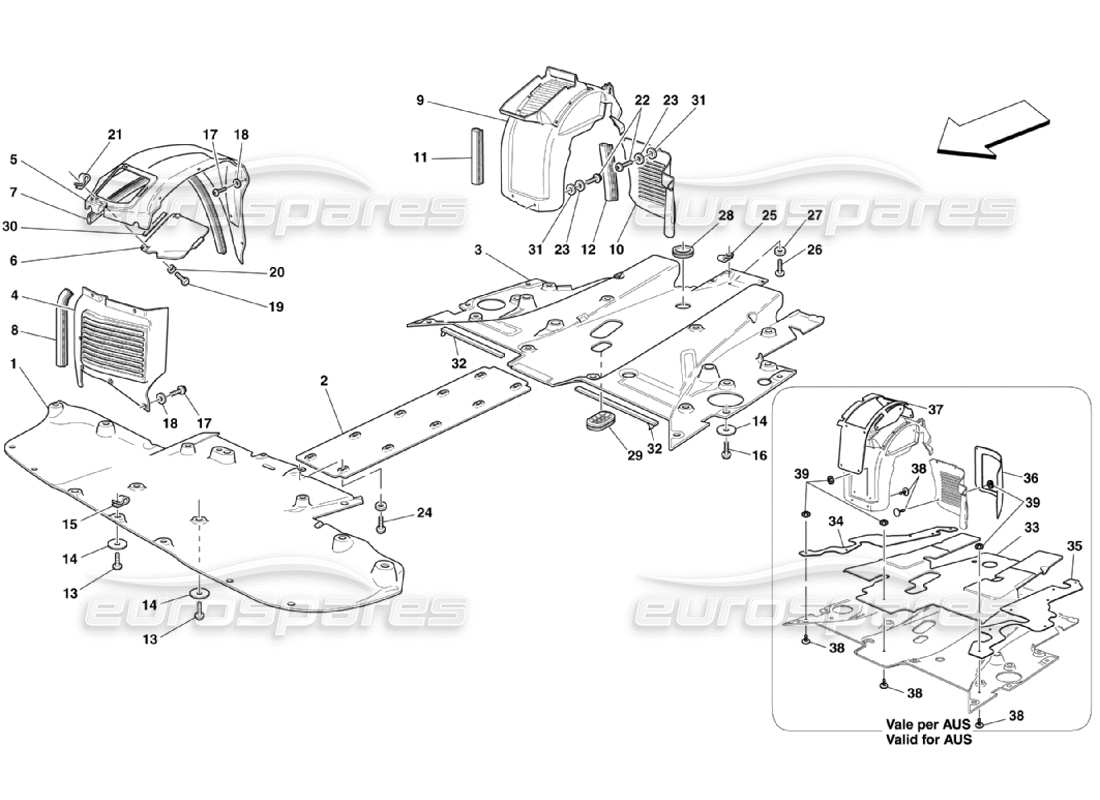 Ferrari 360 Challenge Stradale Piso plano y caseta de gobierno Diagrama de piezas