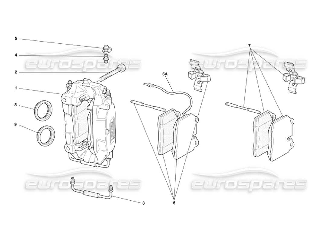 Ferrari 360 Modena Pinzas para frenos delanteros y traseros Diagrama de piezas