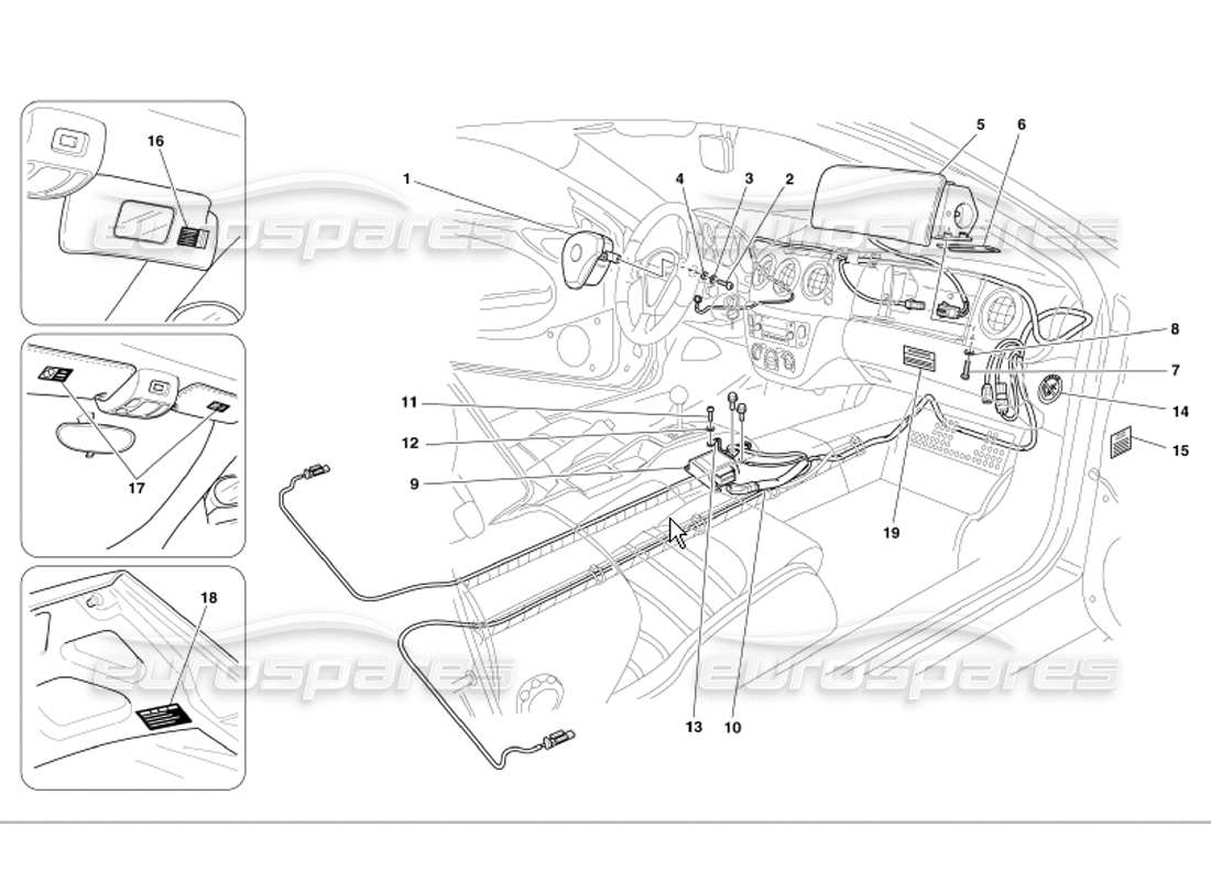 Ferrari 360 Modena Bolsas de aire Diagrama de piezas