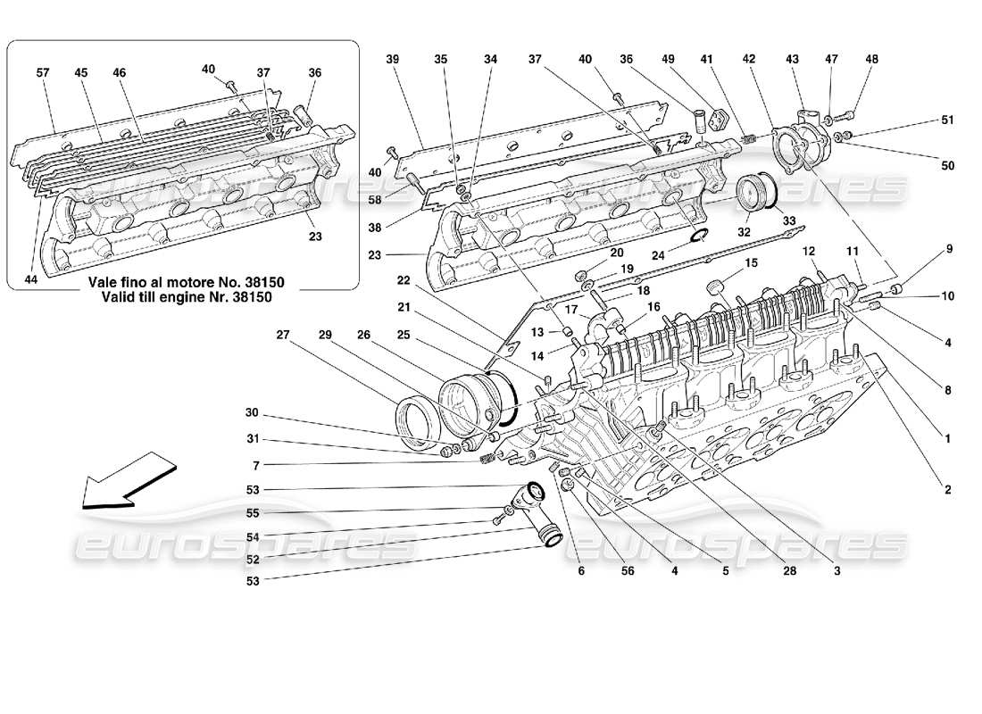 Ferrari 355 (2.7 Motronic) Diagrama de piezas de la culata del cilindro derecho