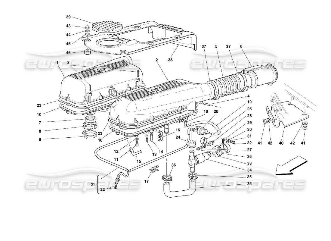 Ferrari 355 (2.7 Motronic) Cajas de aire Diagrama de piezas