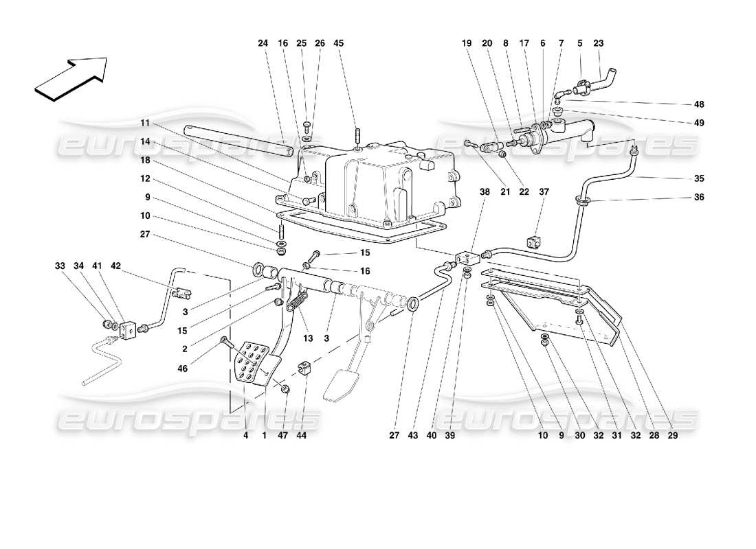 Ferrari 355 (2.7 Motronic) control de liberación del embrague Diagrama de piezas