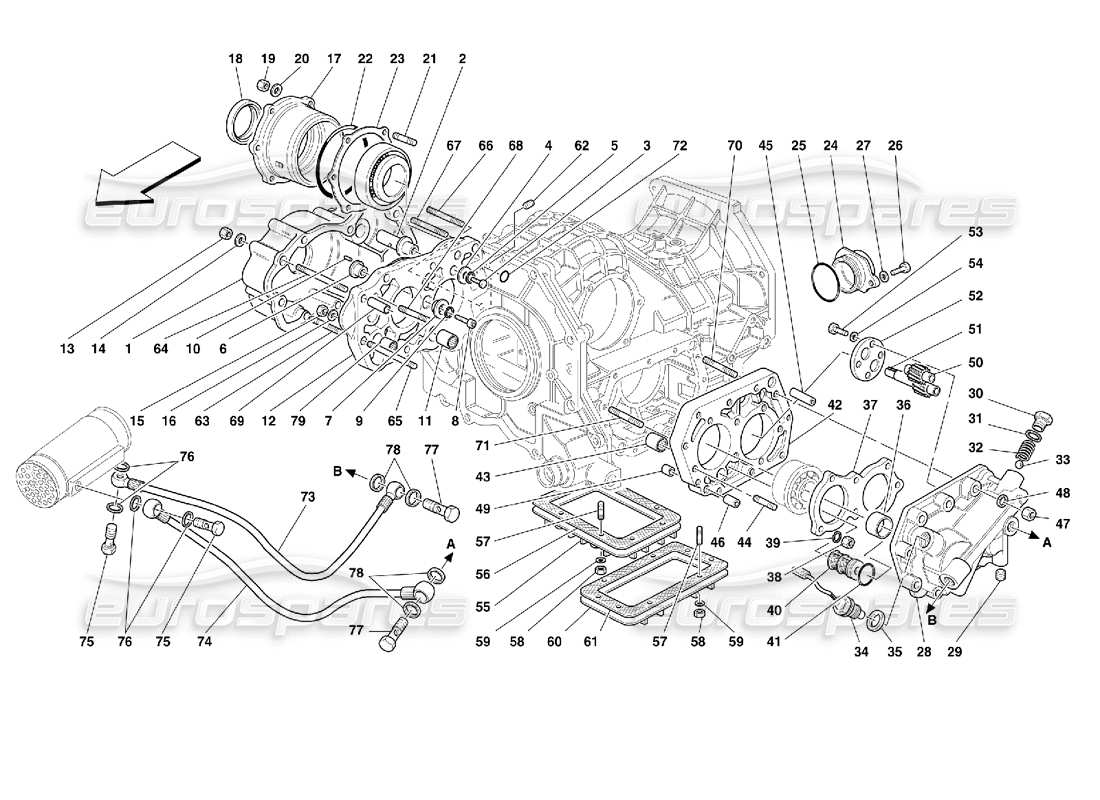 Ferrari 355 (2.7 Motronic) Tapas de cajas de cambios y lubricación Diagrama de piezas