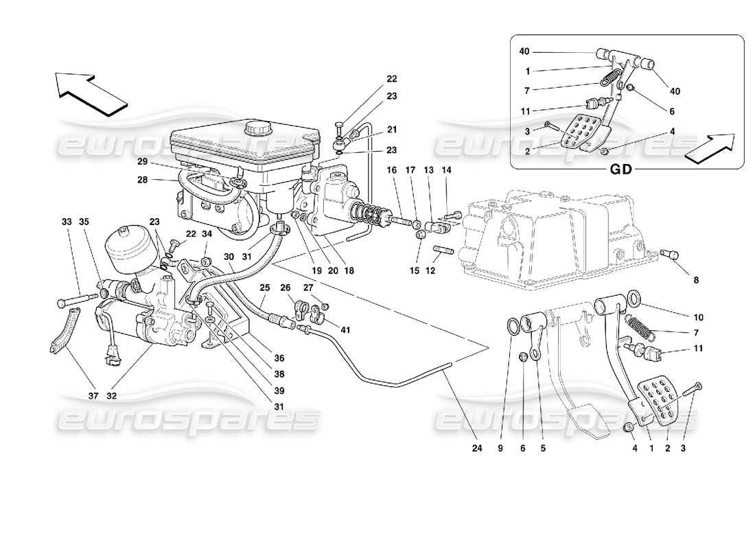 Ferrari 355 (2.7 Motronic) Sistema hidráulico de frenos Diagrama de piezas