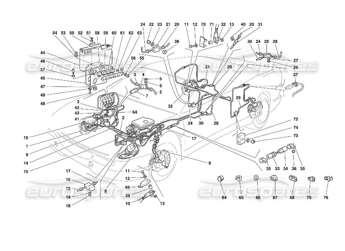 Ferrari 355 (2.7 Motronic) Brake System Diagrama de piezas