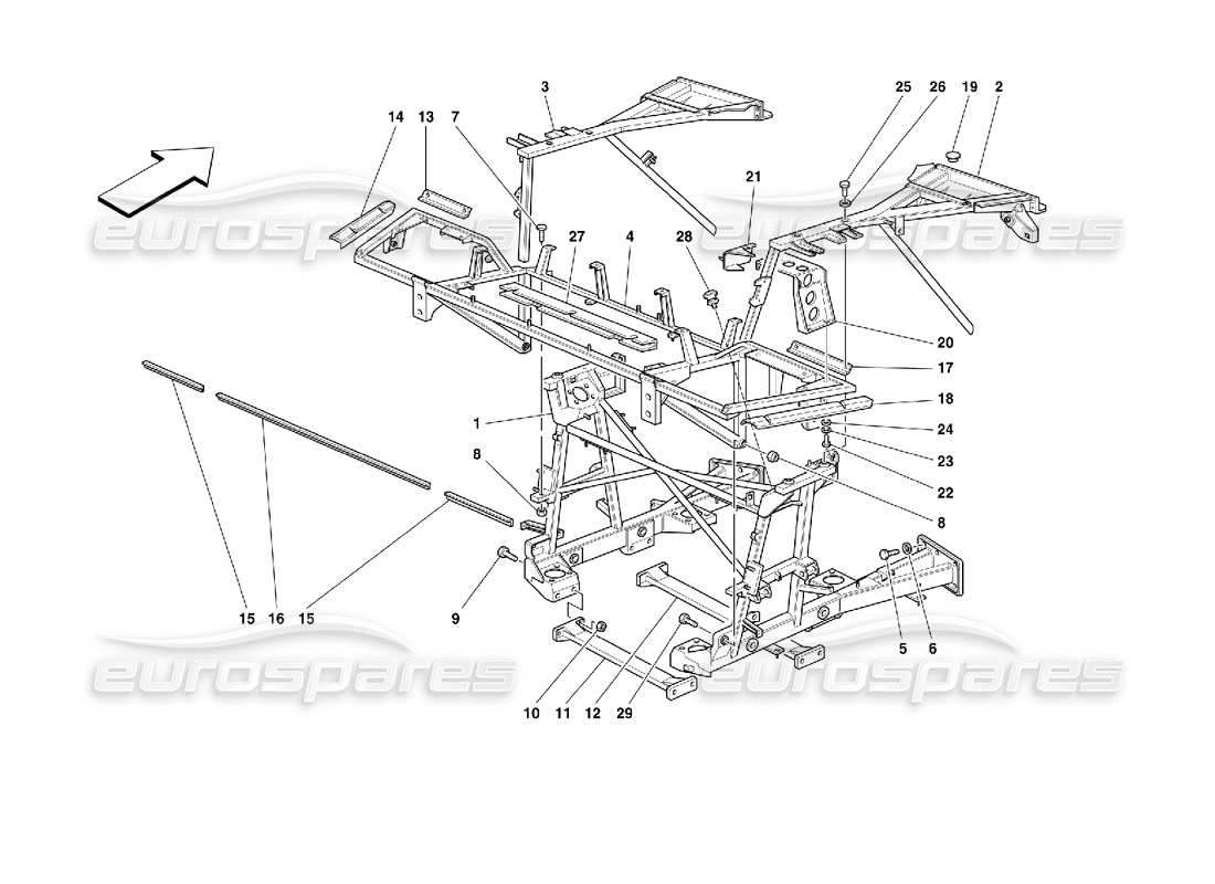 Ferrari 355 (2.7 Motronic) Frame - Rear Part Elements Diagrama de piezas