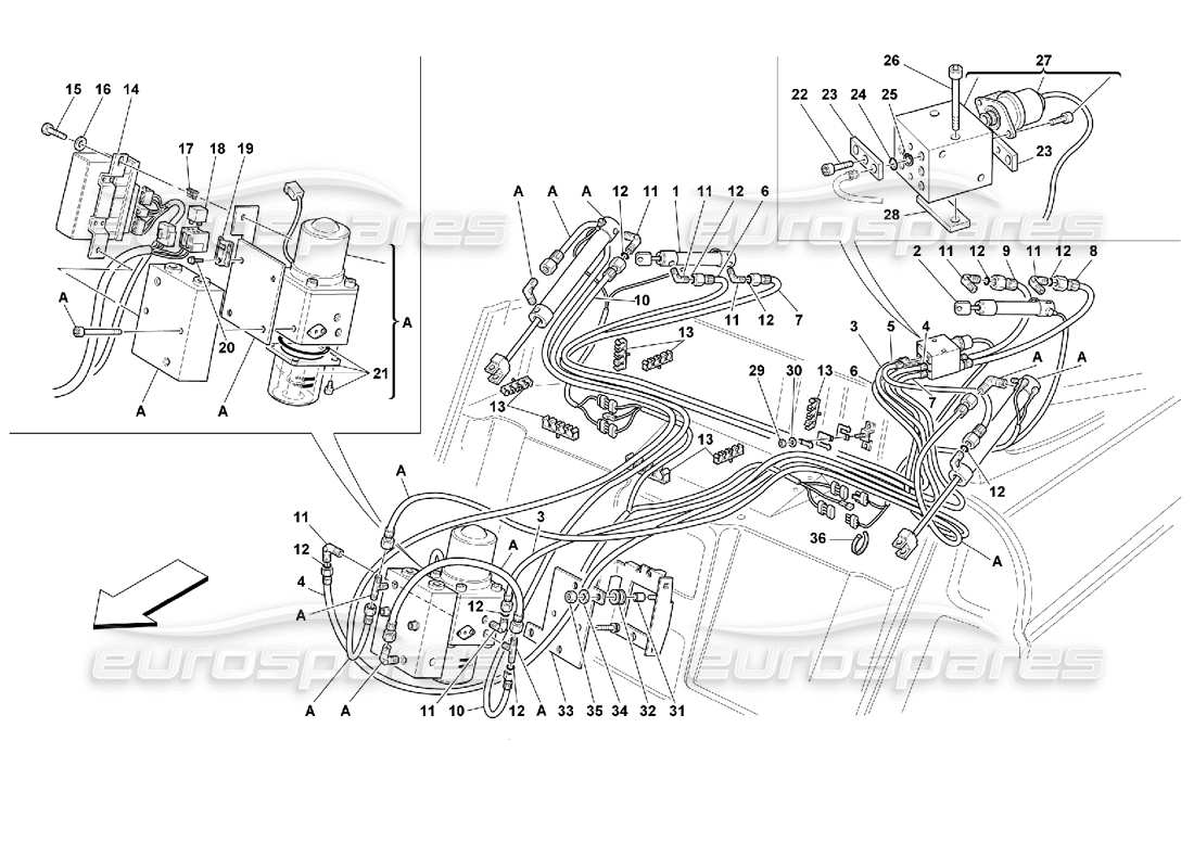 Ferrari 355 (2.7 Motronic) control hidráulico superior Diagrama de piezas
