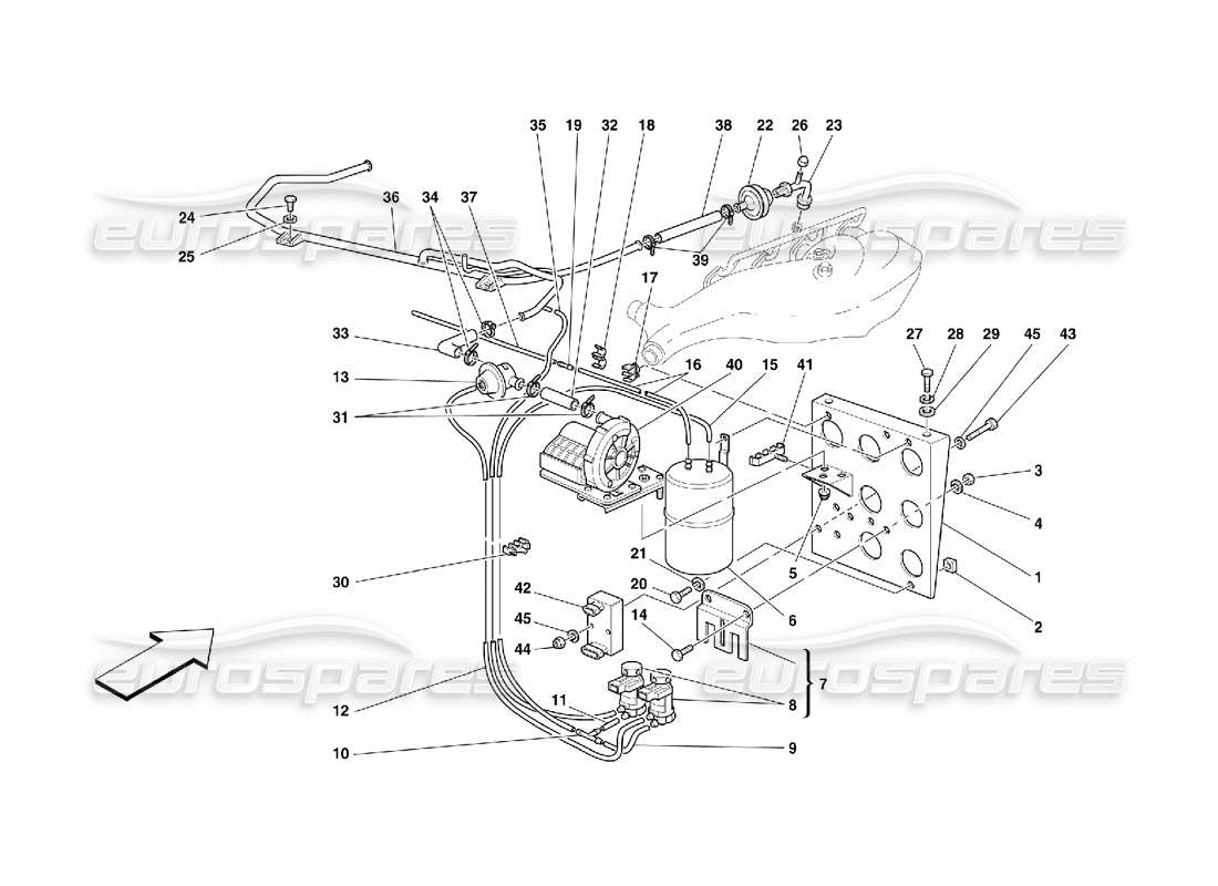 Ferrari 355 (5.2 Motronic) Dispositivo de inyección de aire Diagrama de piezas