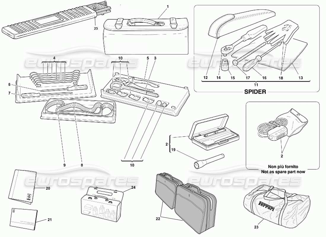Ferrari 355 (5.2 Motronic) Tools Equipment - Documents & Accessories Diagrama de piezas