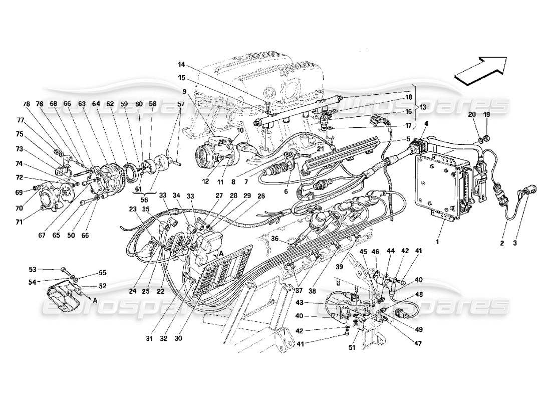 Ferrari 348 (2.7 Motronic) Inyección de aire - Encendido Diagrama de piezas