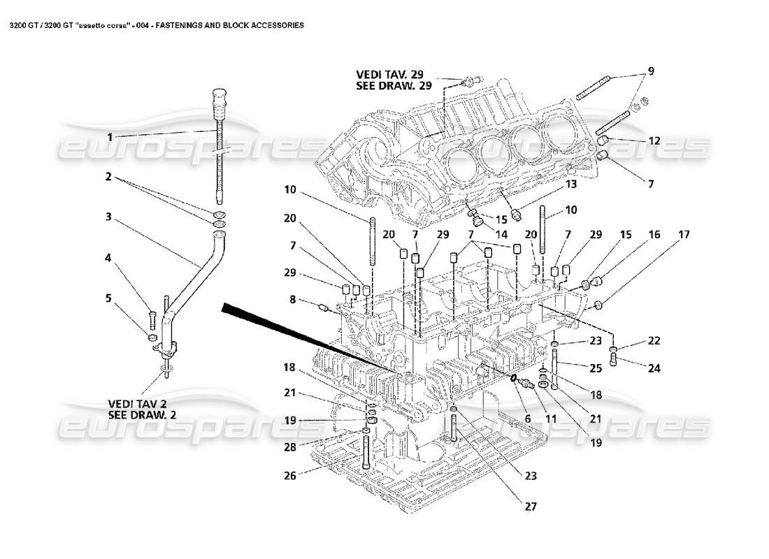 Maserati 3200 GT/GTA/Assetto Corsa Fastening & Block Acc Diagrama de piezas