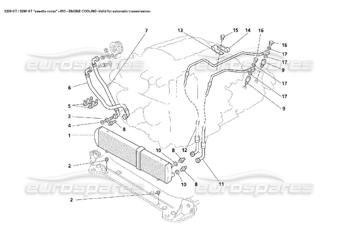 Maserati 3200 GT/GTA/Assetto Corsa Enfriamiento del motor - Automático Diagrama de piezas