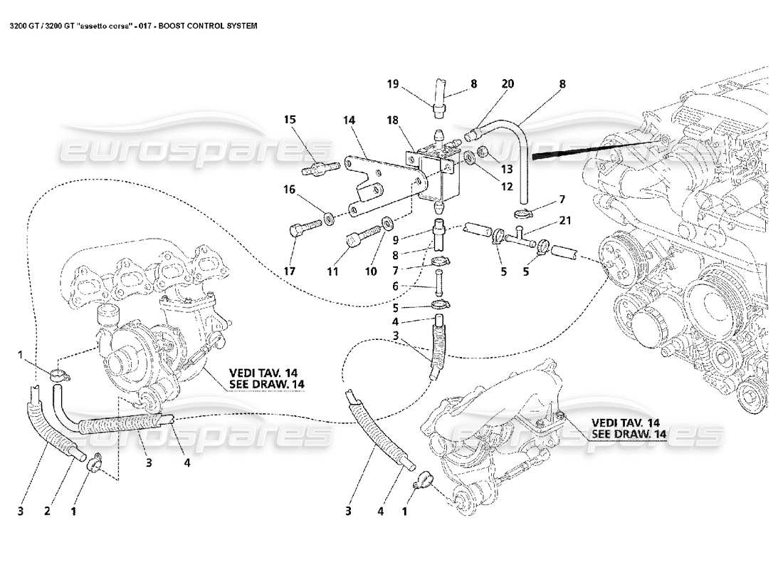 Maserati 3200 GT/GTA/Assetto Corsa Sistema de control de impulso Diagrama de piezas