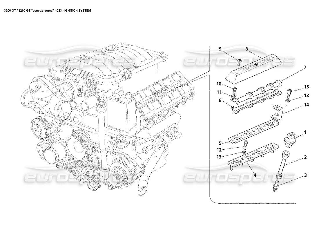 Maserati 3200 GT/GTA/Assetto Corsa Sistema de encendido Diagrama de piezas
