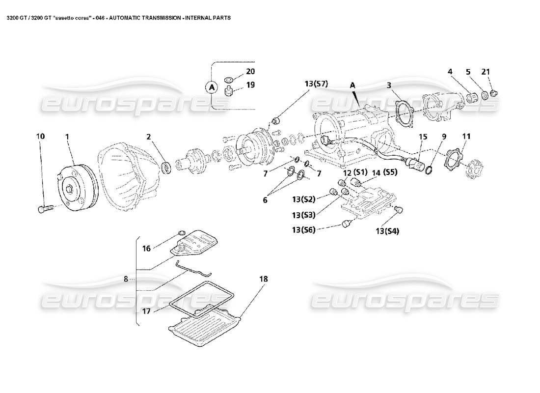 Maserati 3200 GT/GTA/Assetto Corsa Caja de cambios automática: partes internas Diagrama de piezas