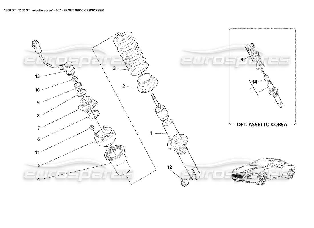 Maserati 3200 GT/GTA/Assetto Corsa Amortiguador delantero Diagrama de piezas