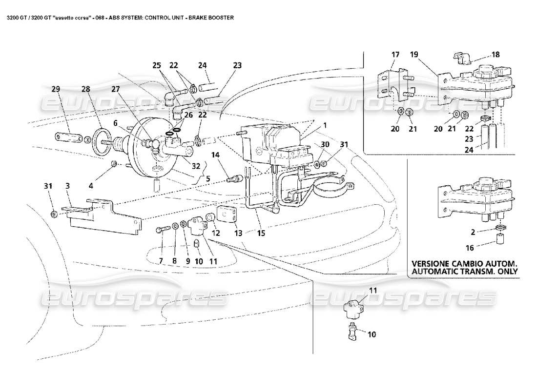 Maserati 3200 GT/GTA/Assetto Corsa ABS: ECU & Servo Diagrama de piezas