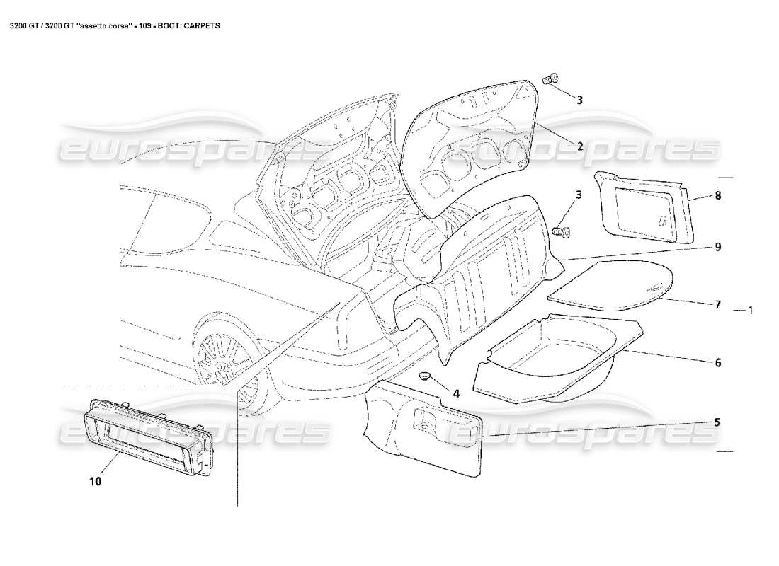 Maserati 3200 GT/GTA/Assetto Corsa Bota: Alfombras Diagrama de piezas
