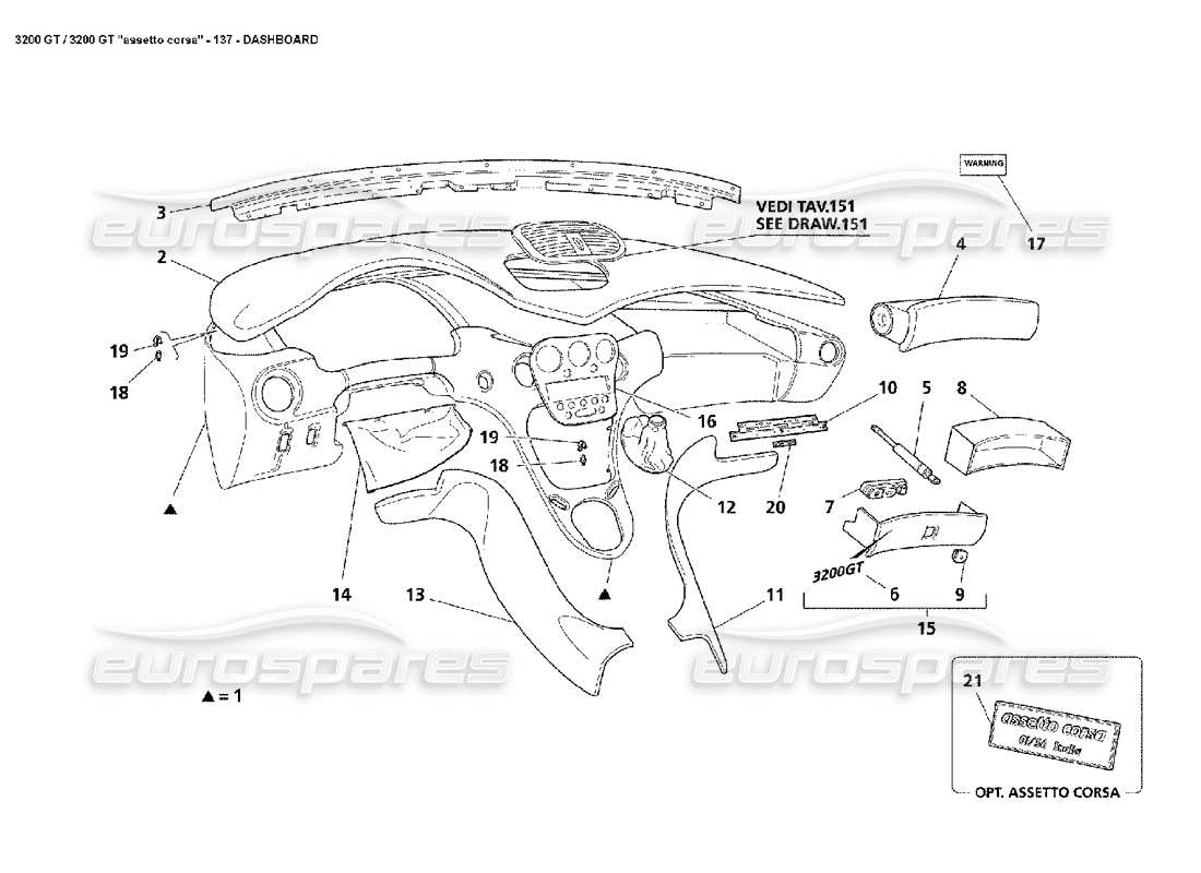Maserati 3200 GT/GTA/Assetto Corsa Panel Diagrama de piezas