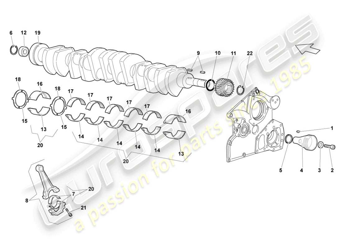 Lamborghini Reventon Cigüeñal Diagrama de piezas