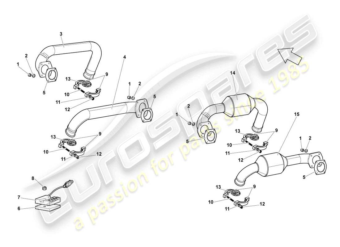 Lamborghini Reventon Sistema de escape Diagrama de piezas