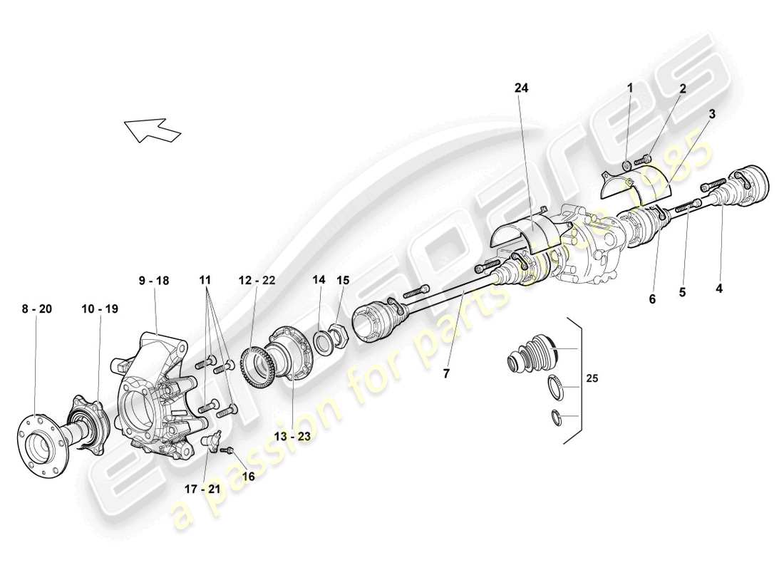 Lamborghini Reventon EJE DE TRANSMISIÓN TRASERO Diagrama de piezas